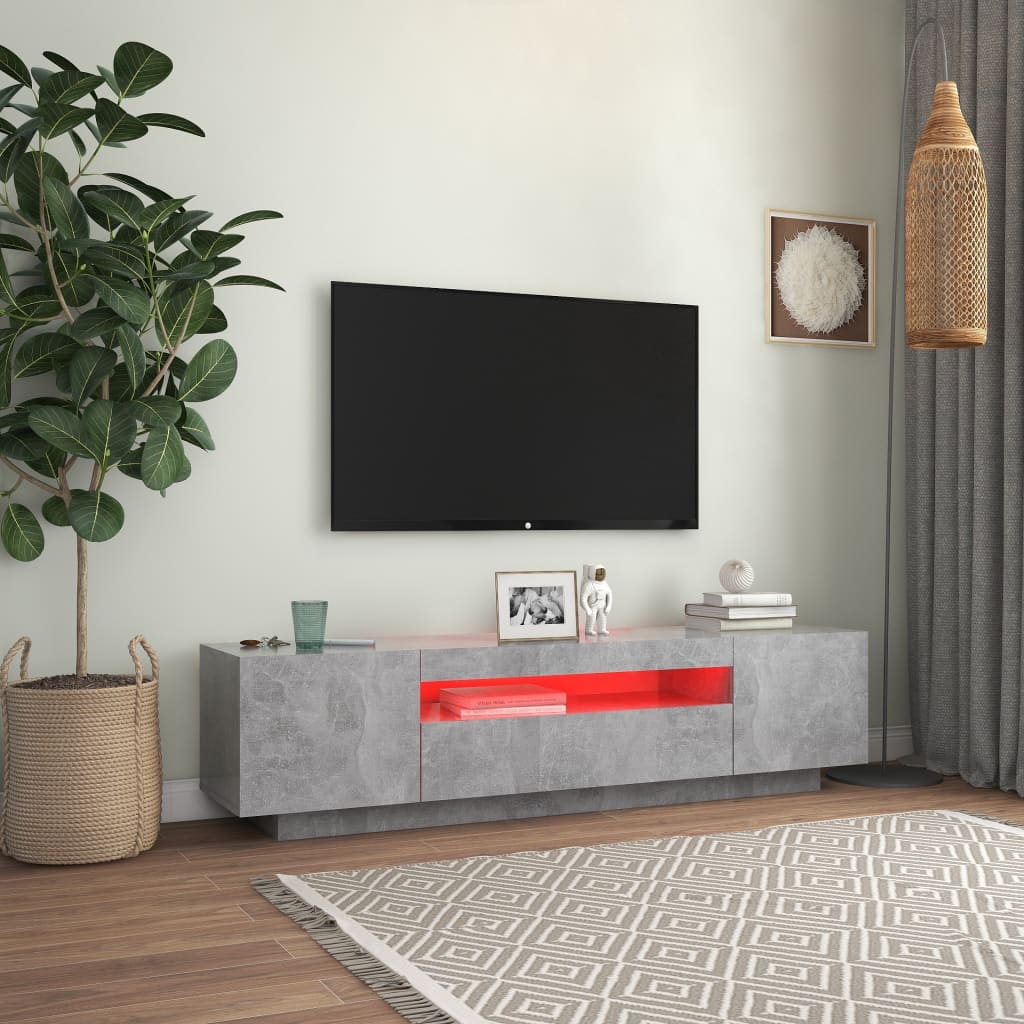TV skrinka s LED svetlami betónovosivá 160x35x40 cm