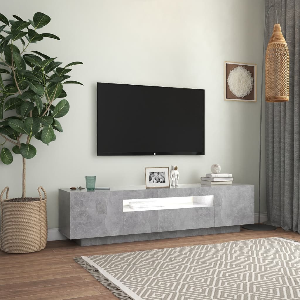 TV skrinka s LED svetlami betónovosivá 160x35x40 cm