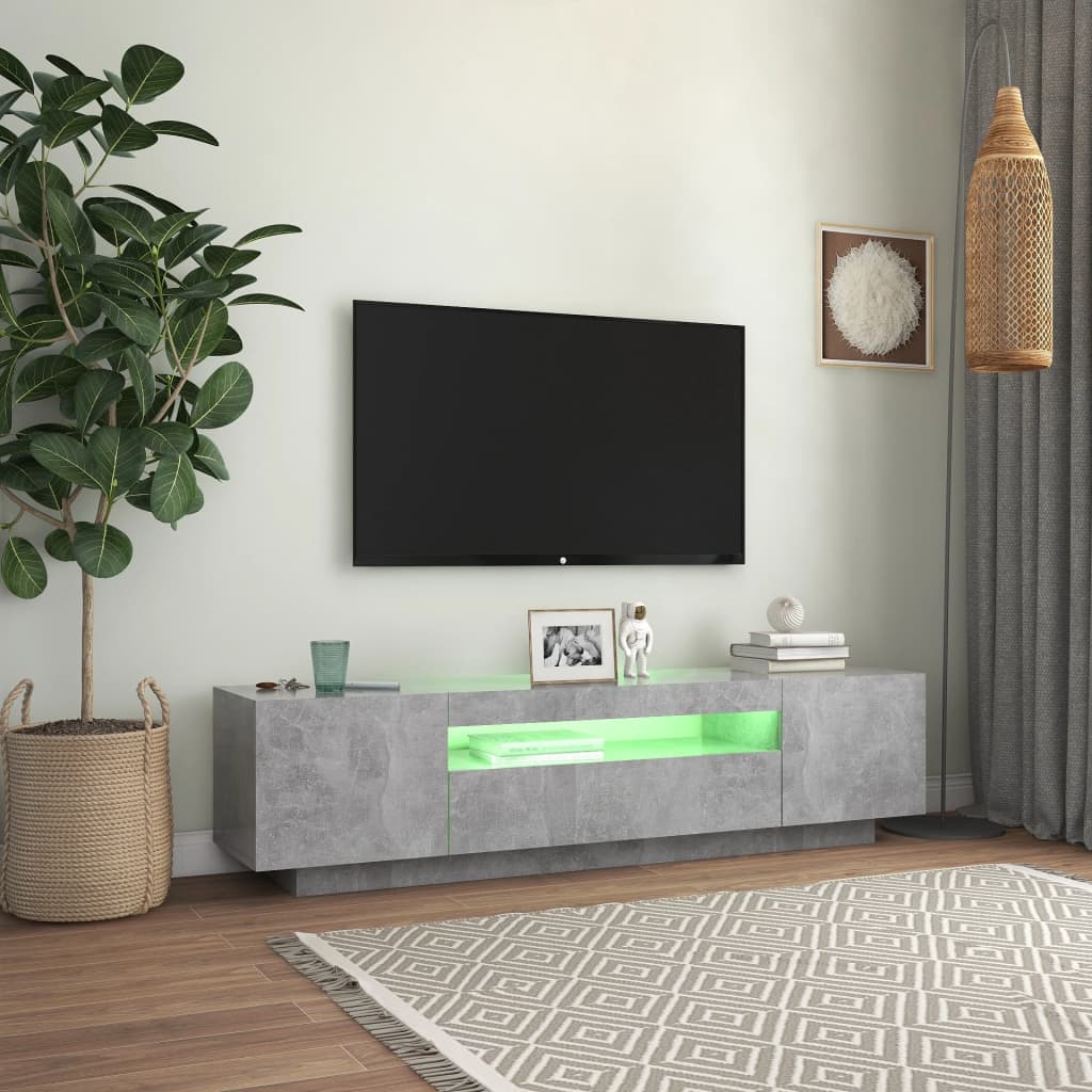 TV skrinka s LED svetlami betónovosivá 160x35x40 cm