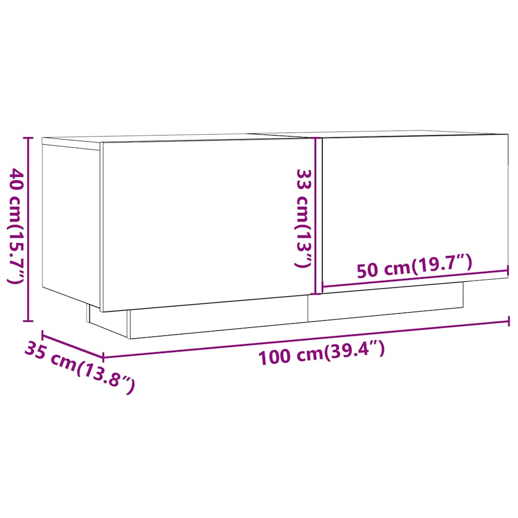 TV skrinka čierna 100x35x40 cm spracované drevo