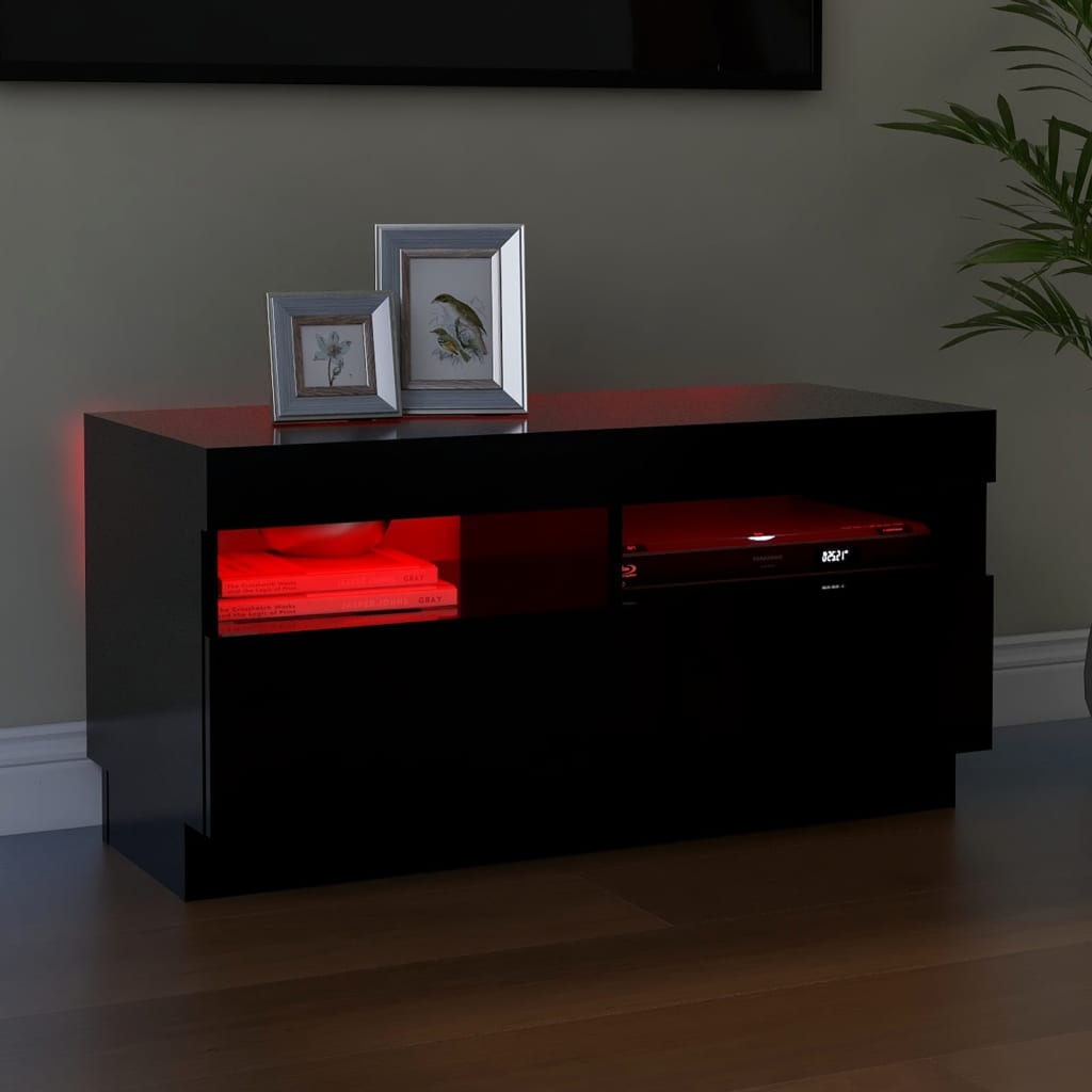 TV skrinka s LED svetlami čierna 80x35x40 cm