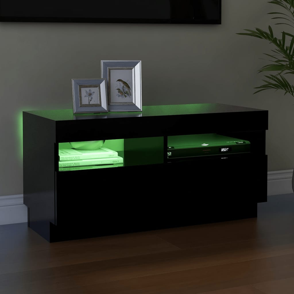 TV skrinka s LED svetlami čierna 80x35x40 cm