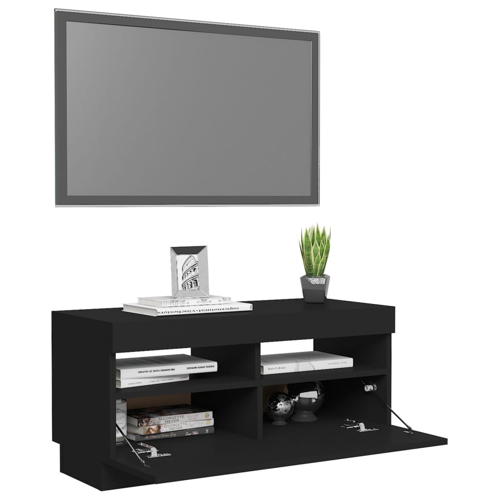 TV skrinka s LED svetlami čierna 80x35x40 cm