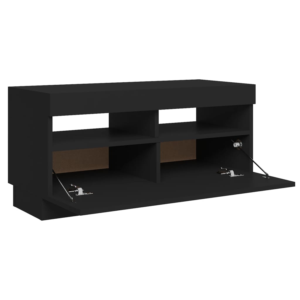 TV skrinka s LED svetlami čierna 80x35x40 cm