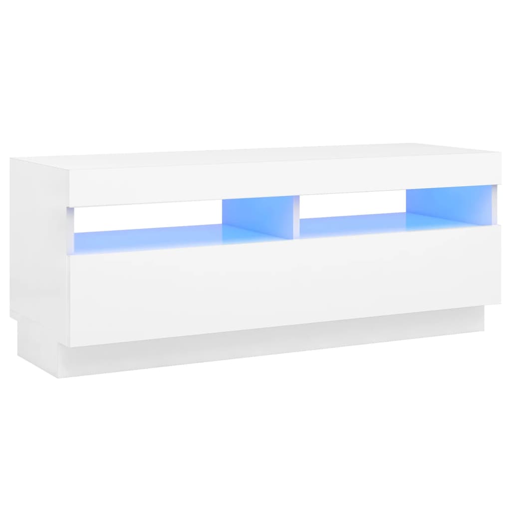 TV skrinka s LED svetlami biela 100x35x40 cm