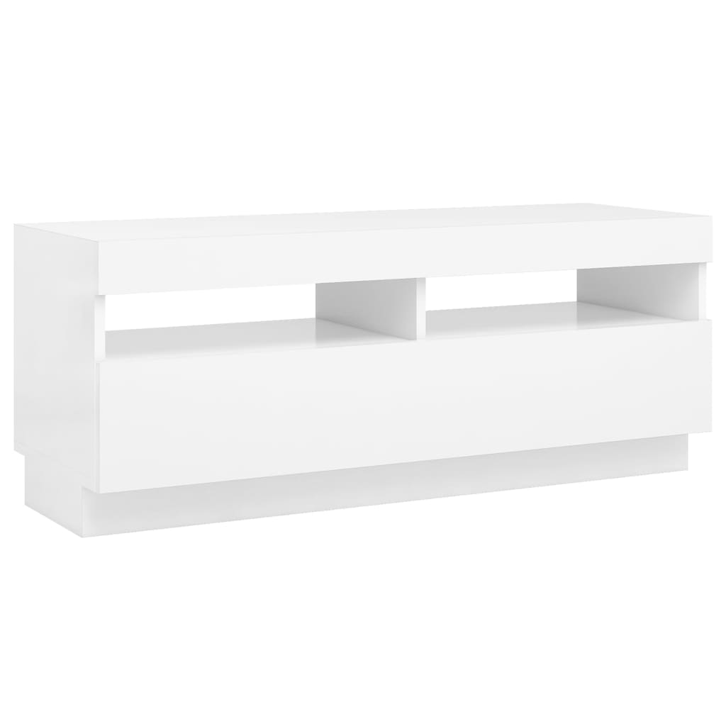 TV skrinka s LED svetlami biela 100x35x40 cm