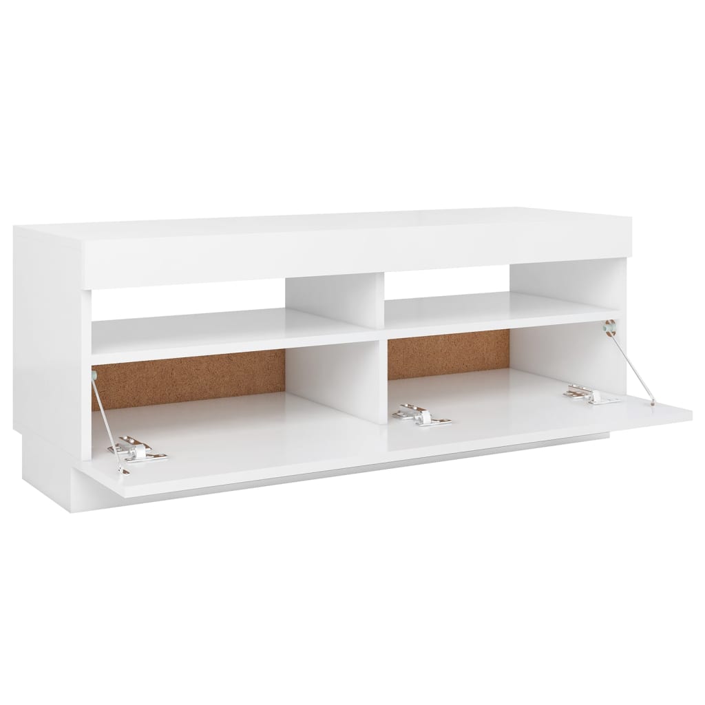 TV skrinka s LED svetlami biela 100x35x40 cm
