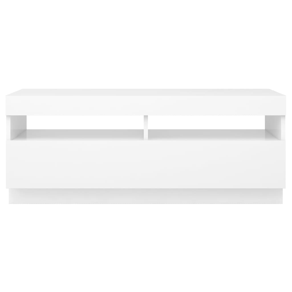TV skrinka s LED svetlami biela 100x35x40 cm