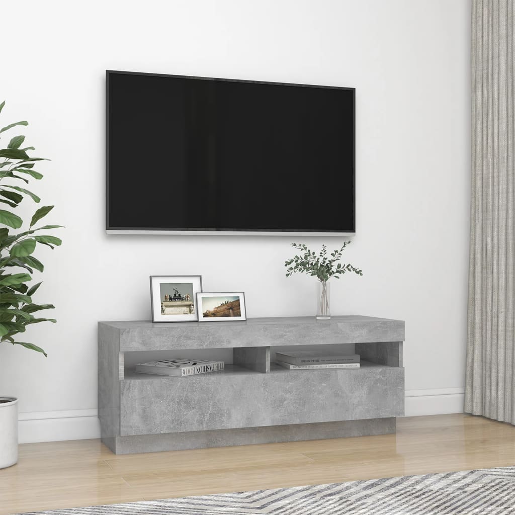 TV skrinka s LED svetlami betónová sivá 100x35x40 cm
