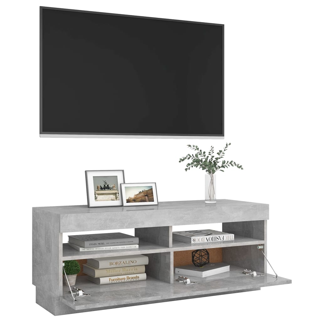 TV skrinka s LED svetlami betónová sivá 100x35x40 cm