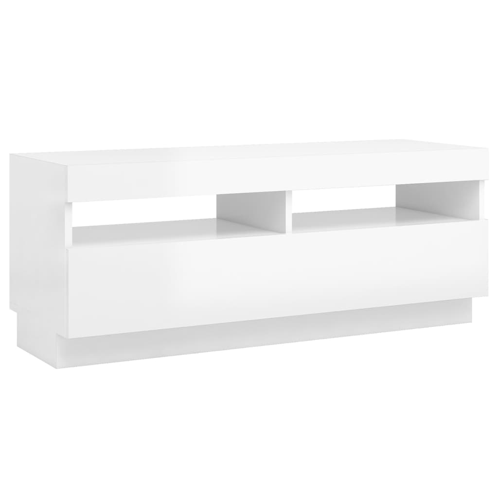 TV skrinka s LED svetlami lesklá biela 100x35x40 cm
