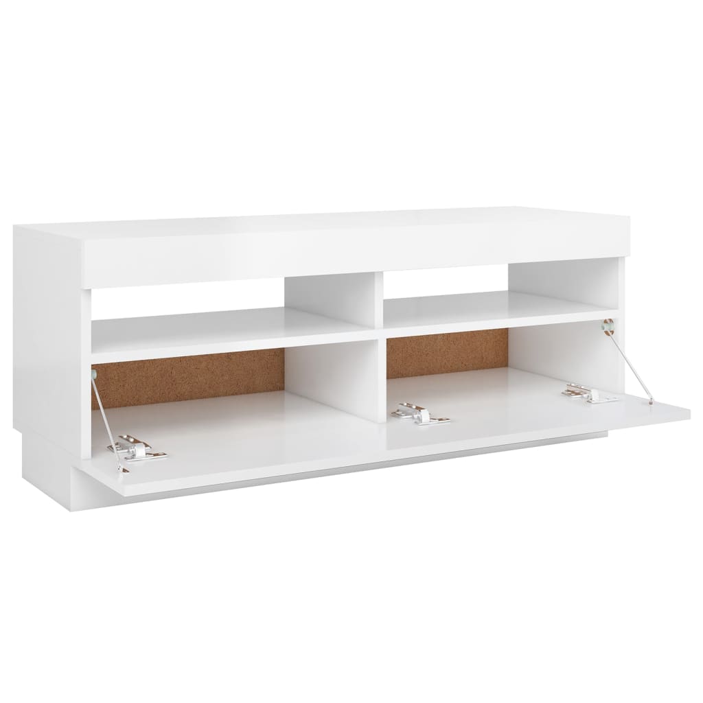 TV skrinka s LED svetlami lesklá biela 100x35x40 cm