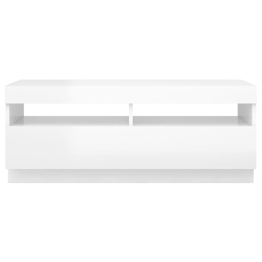 TV skrinka s LED svetlami lesklá biela 100x35x40 cm