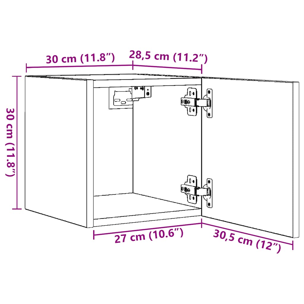 Nástenná TV skrinka biela 30,5x30x30 cm