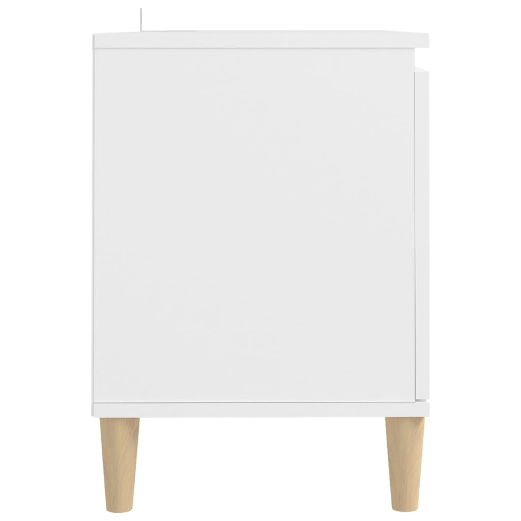 TV skrinka s nožičkami z masívneho dreva biela 103,5x35x50 cm