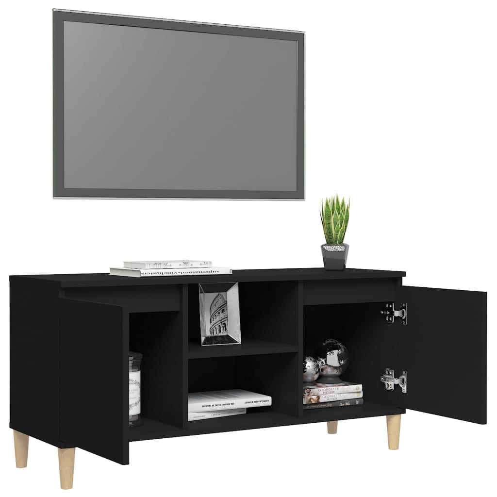 TV stolík nohy z masívneho dreva čierny 103,5x35x50cm