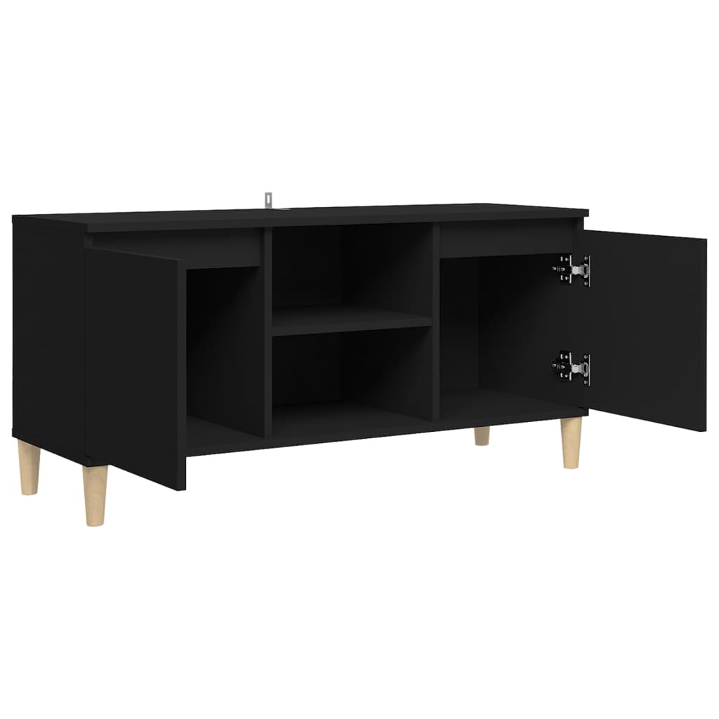 TV stolík nohy z masívneho dreva čierny 103,5x35x50cm