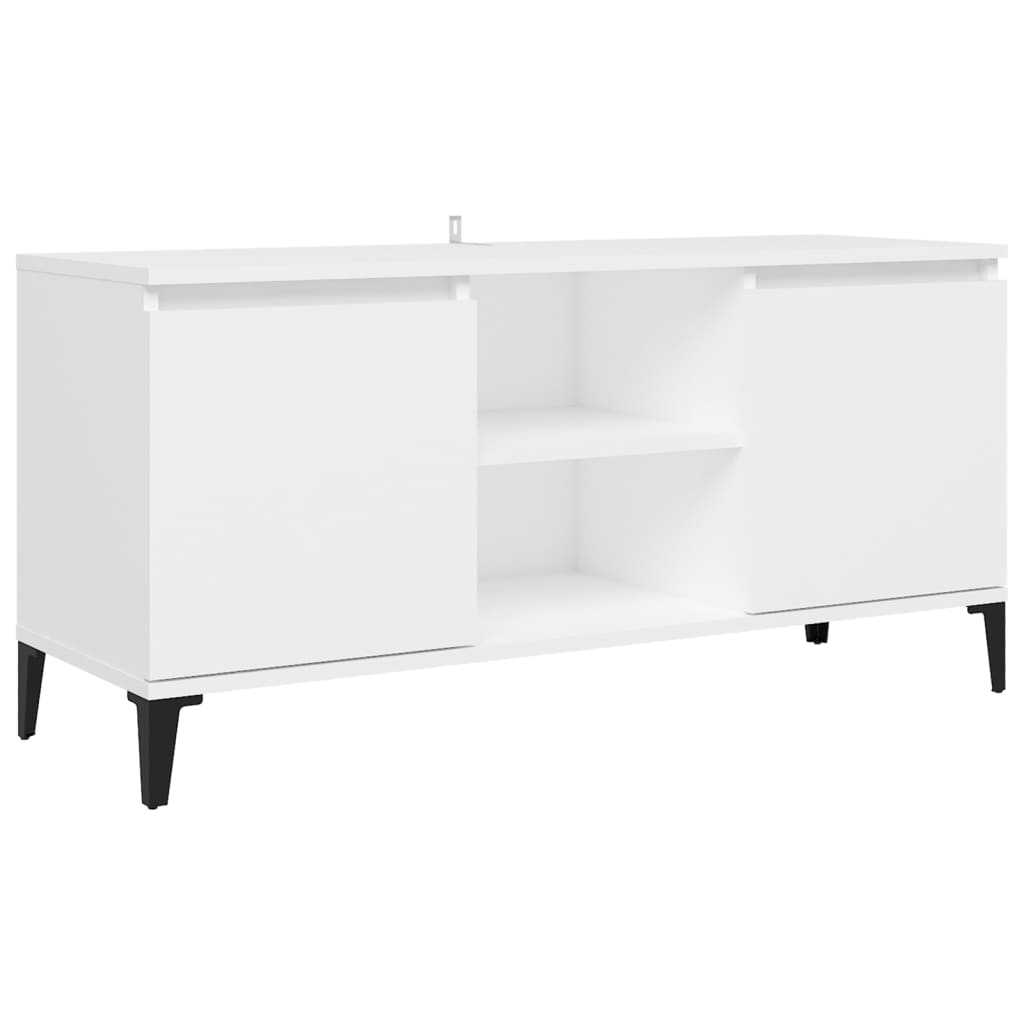 TV stolík kovové nohy biely 103,5x35x50 cm