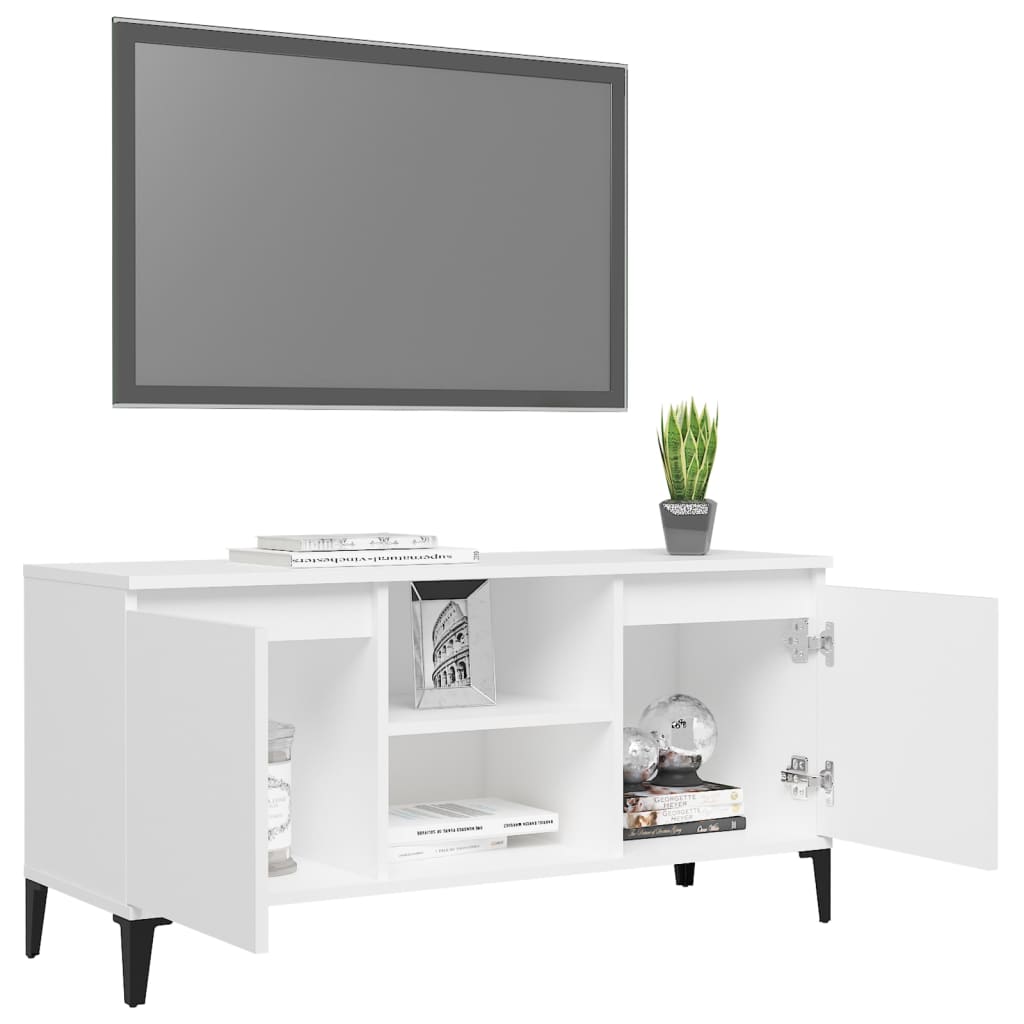 TV stolík kovové nohy biely 103,5x35x50 cm