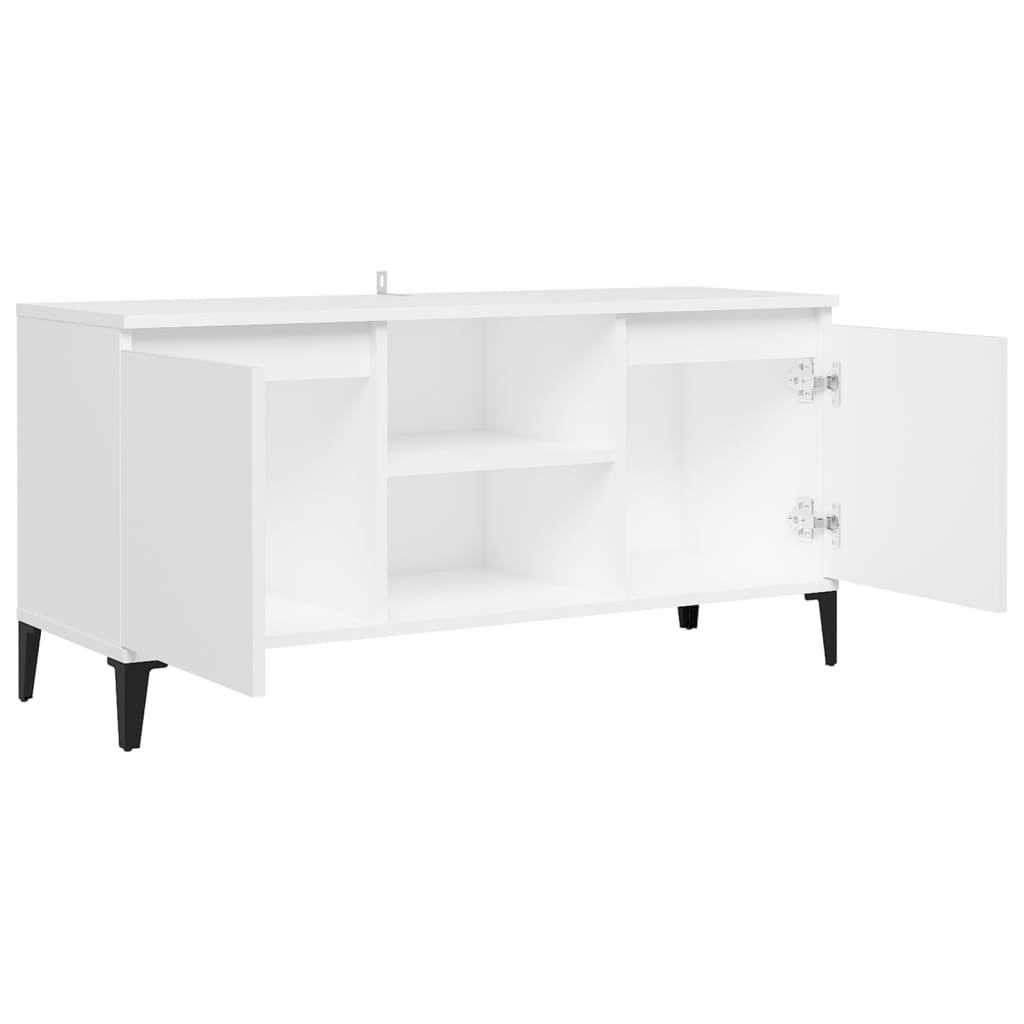 TV stolík kovové nohy biely 103,5x35x50 cm