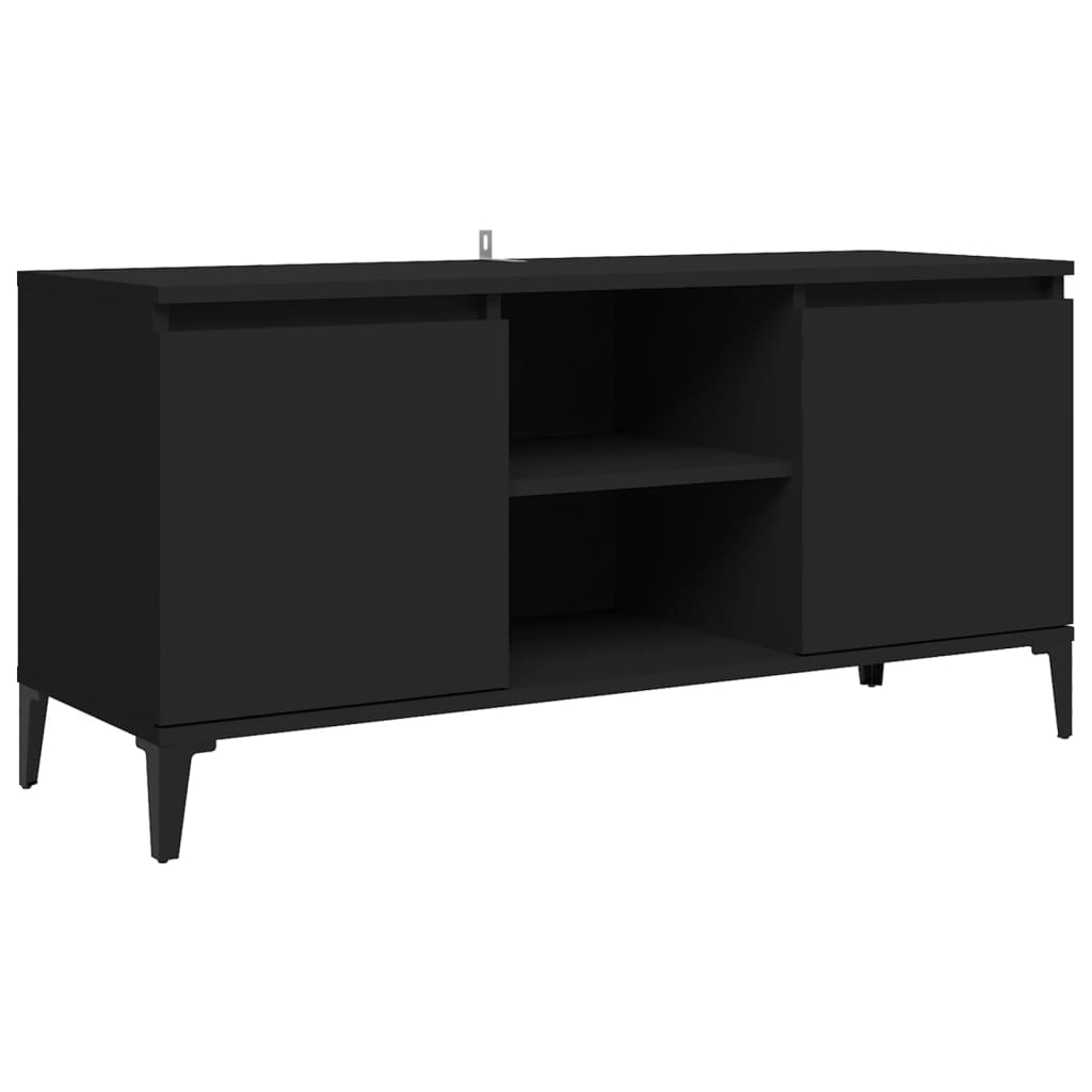 TV stolík kovové nohy lesklý čierny 103,5x35x50 cm