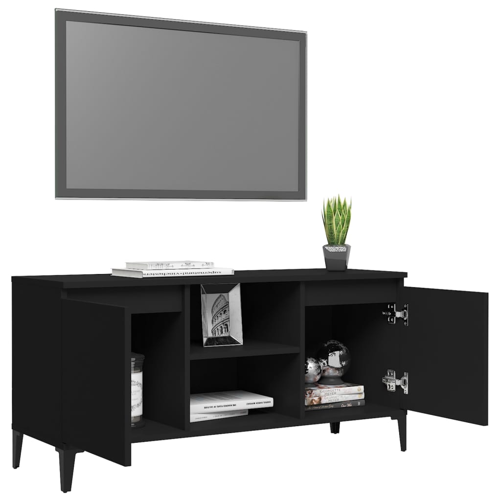 TV stolík kovové nohy lesklý čierny 103,5x35x50 cm