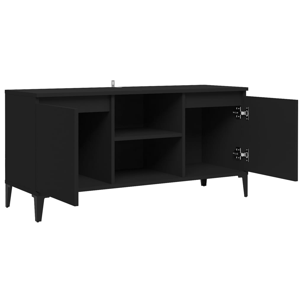 TV stolík kovové nohy lesklý čierny 103,5x35x50 cm