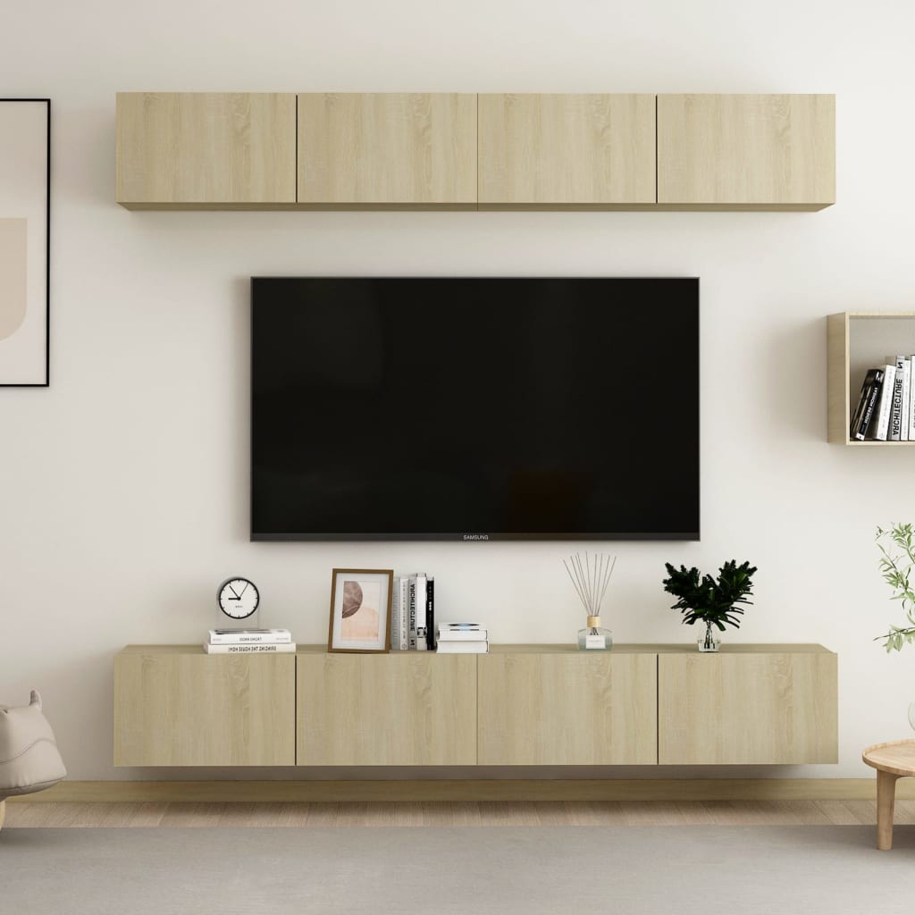 TV skrinky 4 ks, dub sonoma 100x30x30 cm, kompozitné drevo