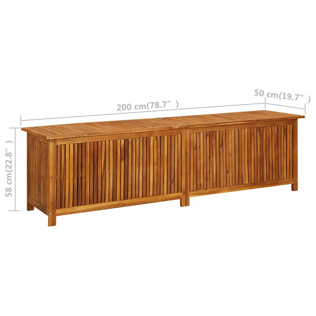 Záhradný úložný box 200x50x58 cm akáciový masív