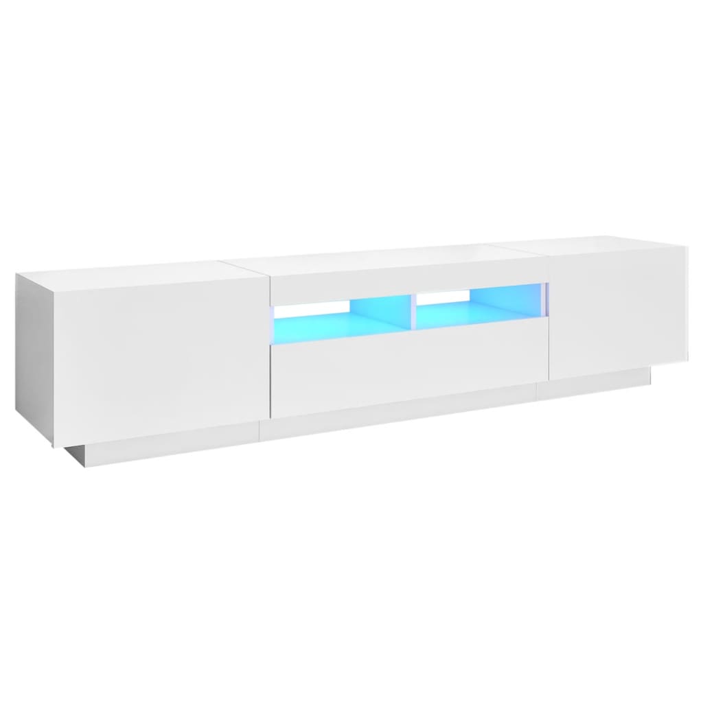 TV skrinka s LED svetlami biela 180x35x40 cm