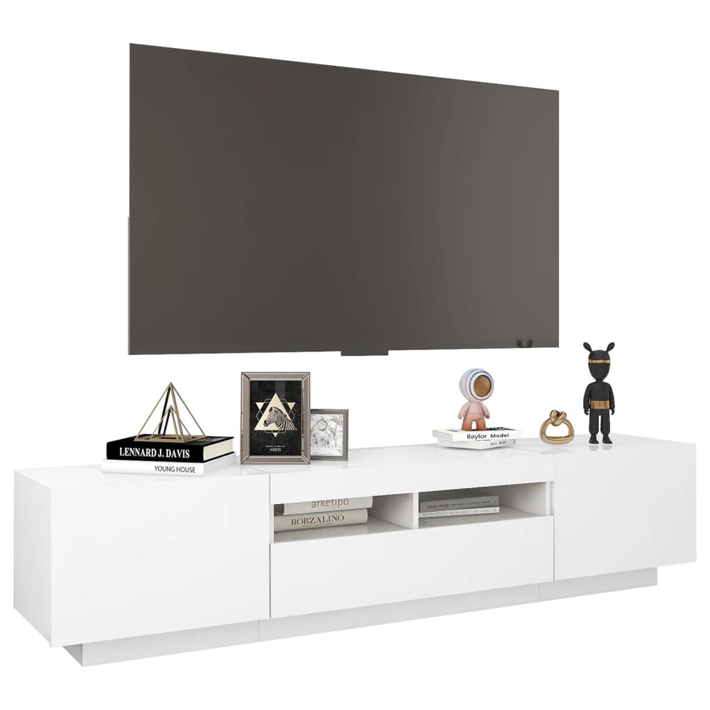 TV skrinka s LED svetlami biela 180x35x40 cm