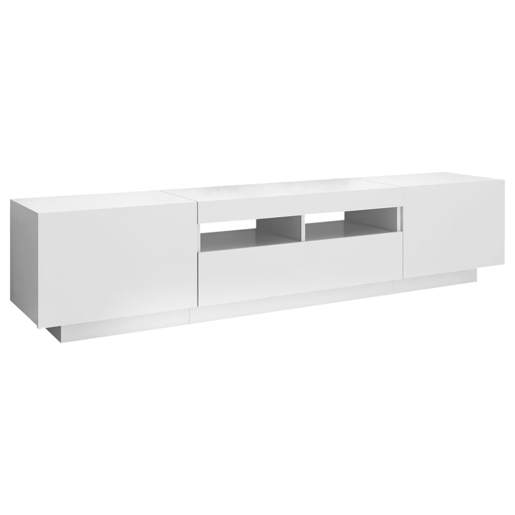 TV skrinka s LED svetlami biela 180x35x40 cm