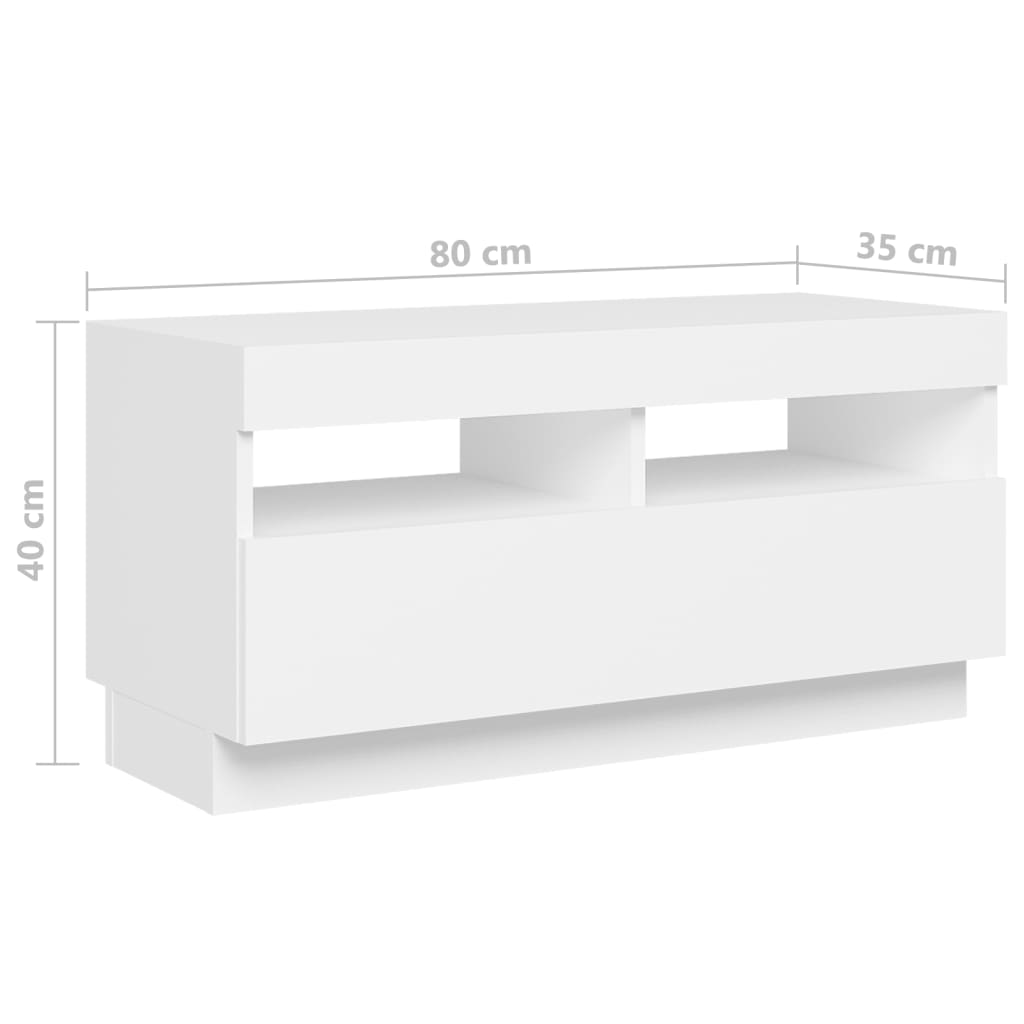 TV skrinka s LED svetlami biela 180x35x40 cm