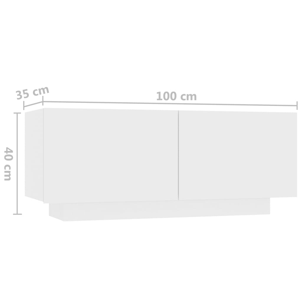 TV skrinka s LED svetlami biela 180x35x40 cm