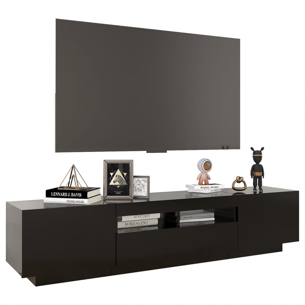 TV skrinka s LED svetlami čierna 180x35x40 cm