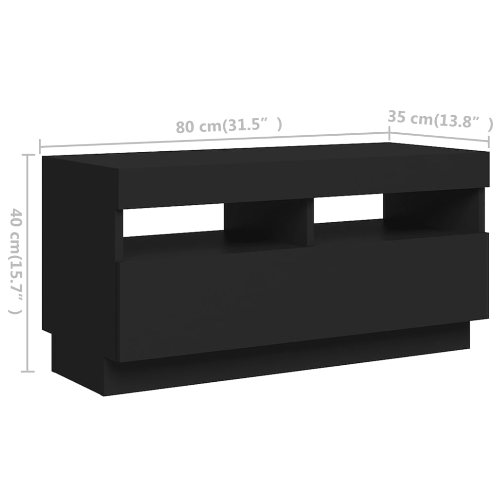 TV skrinka s LED svetlami čierna 180x35x40 cm
