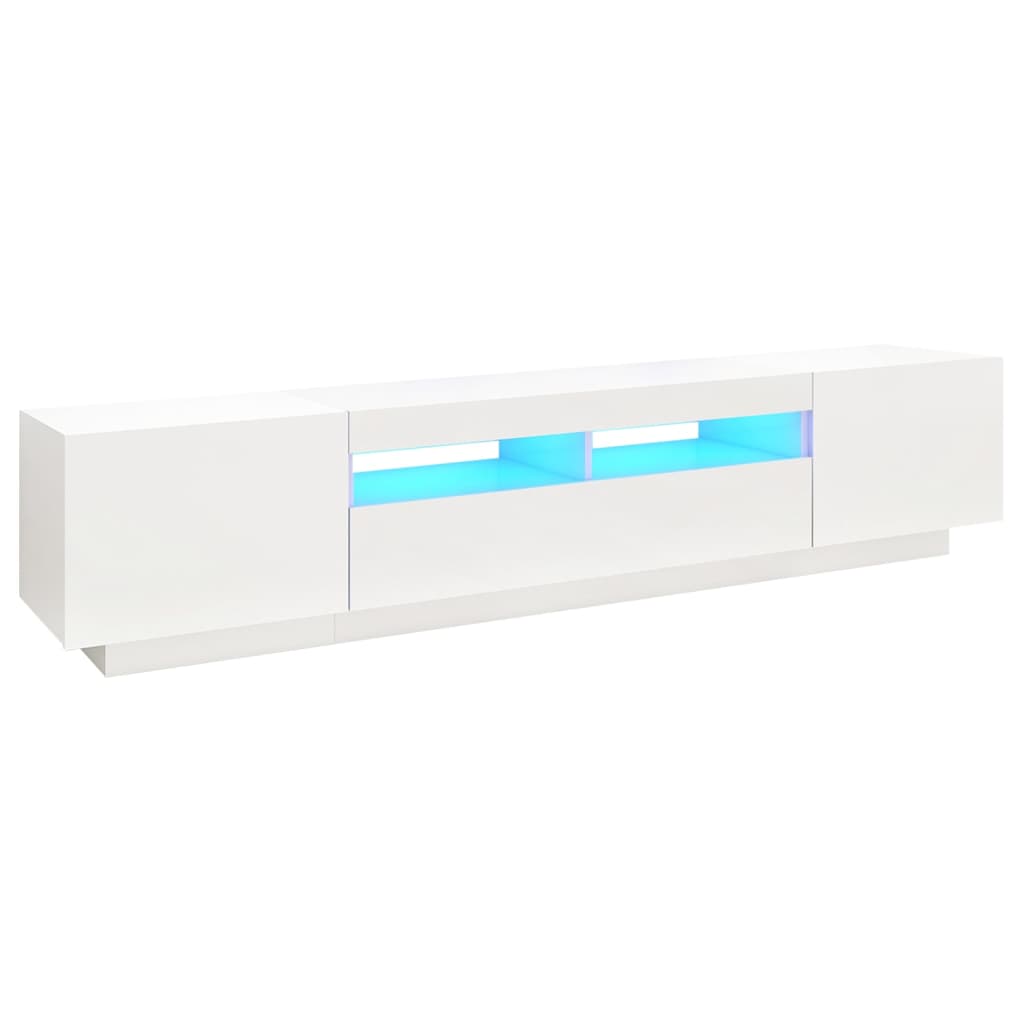 TV skrinka s LED svetlami biela 200x35x40 cm