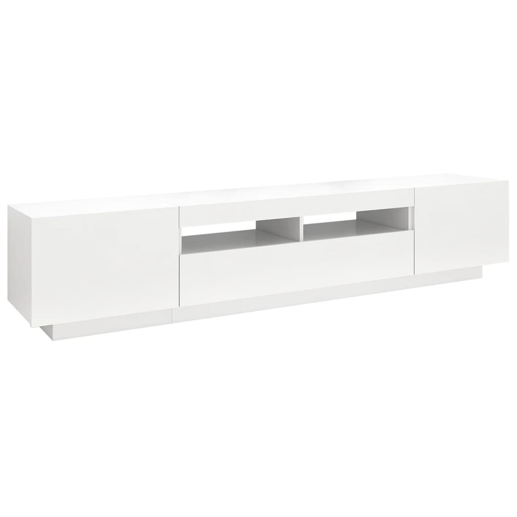 TV skrinka s LED svetlami biela 200x35x40 cm