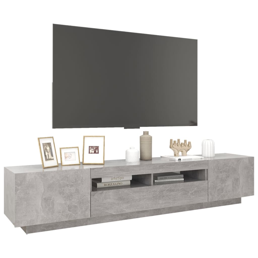 TV skrinka s LED svetlami betónovo-sivá 200x35x40 cm