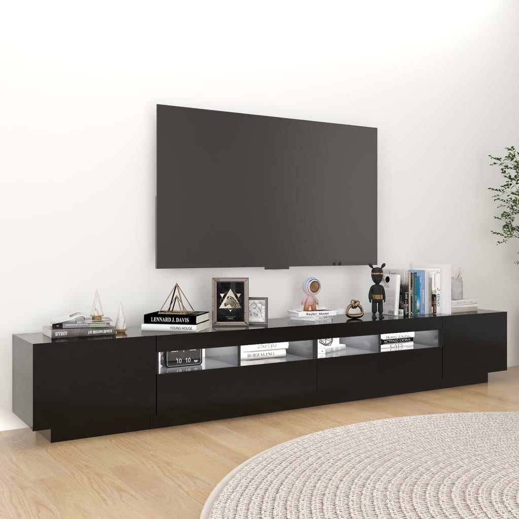 TV skrinka s LED svetlami čierna 260x35x40 cm