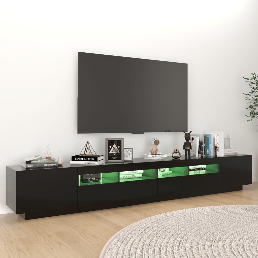 TV skrinka s LED svetlami čierna 260x35x40 cm