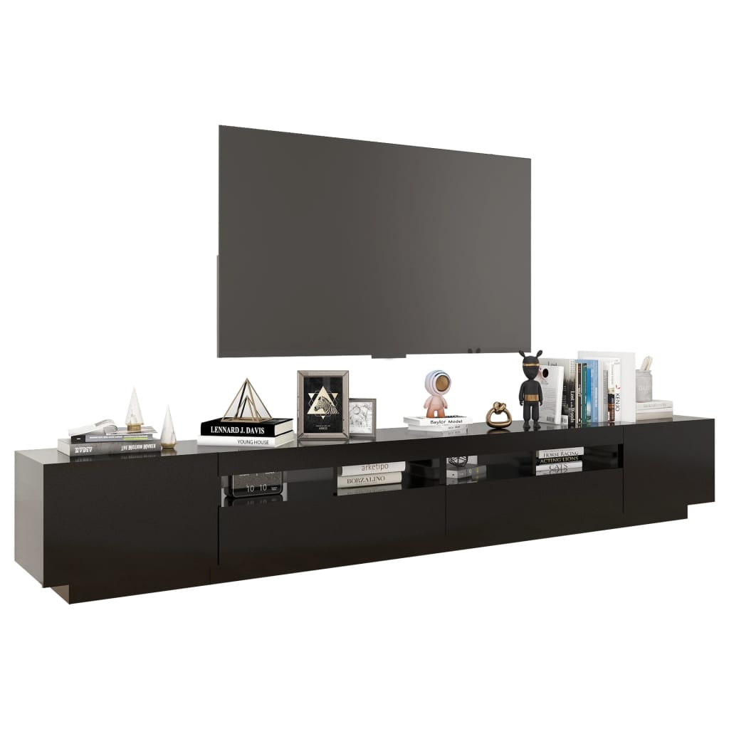 TV skrinka s LED svetlami čierna 260x35x40 cm