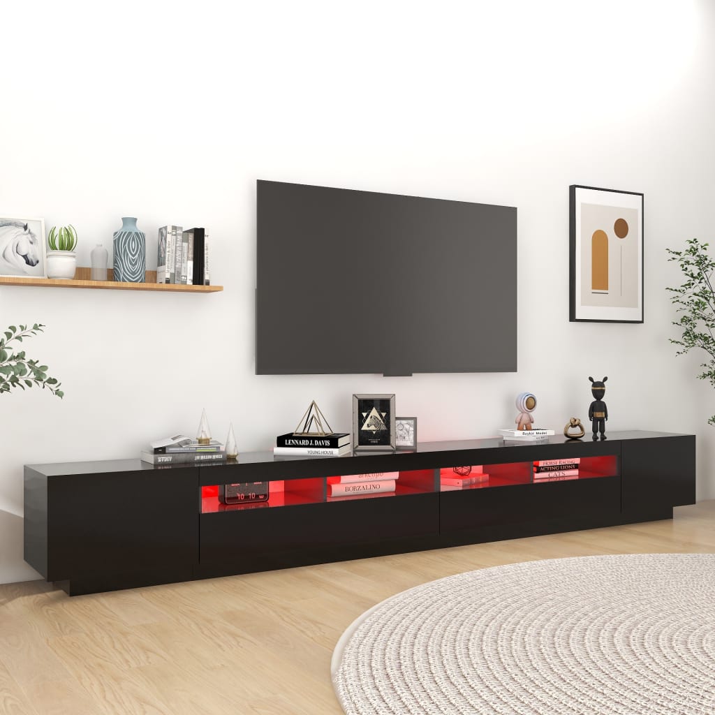 TV skrinka s LED svetlami čierna 300x35x40 cm