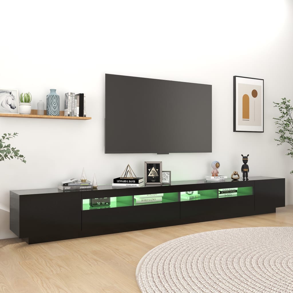 TV skrinka s LED svetlami čierna 300x35x40 cm