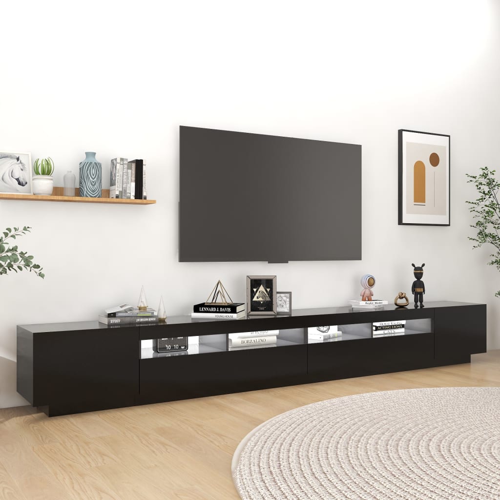 TV skrinka s LED svetlami čierna 300x35x40 cm