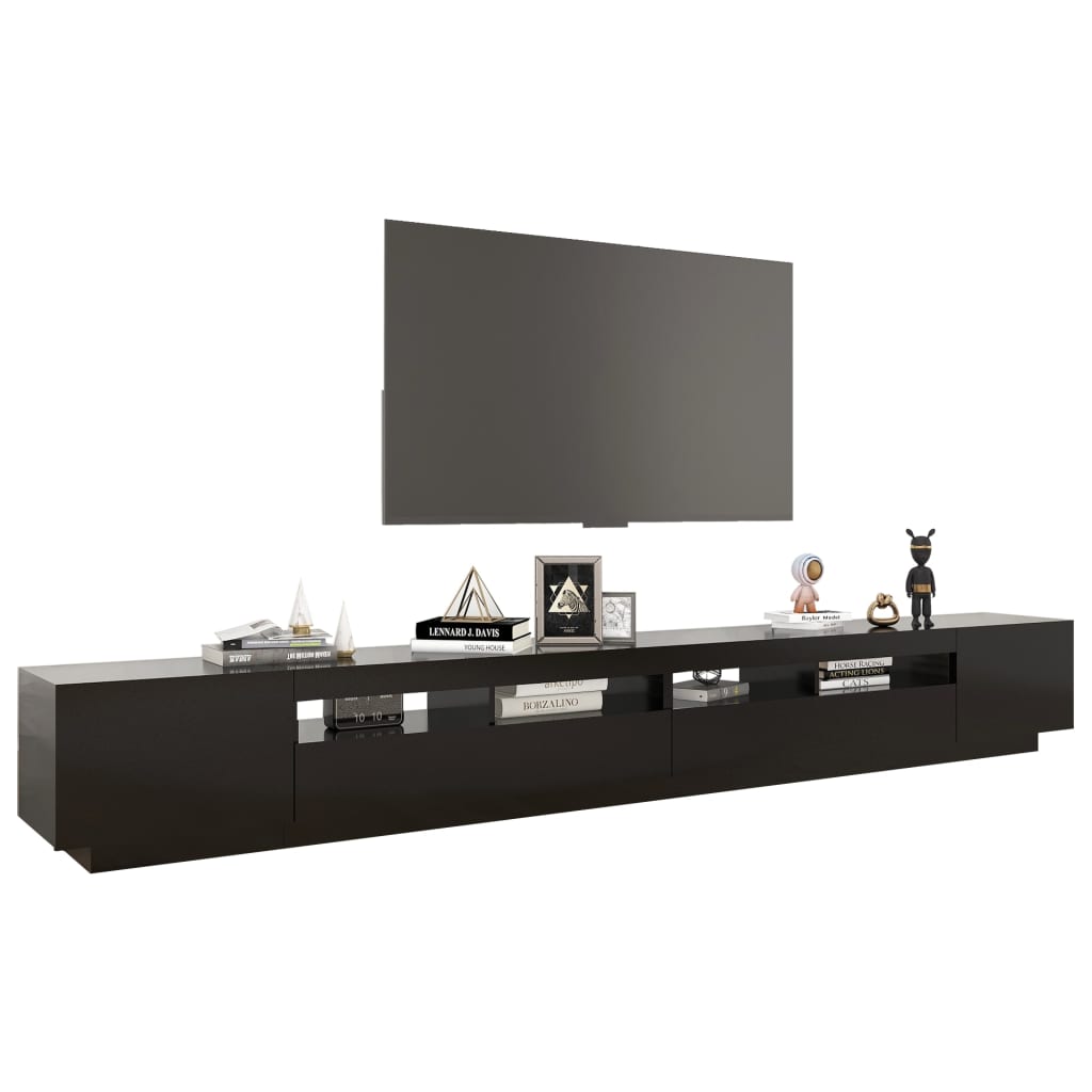 TV skrinka s LED svetlami čierna 300x35x40 cm
