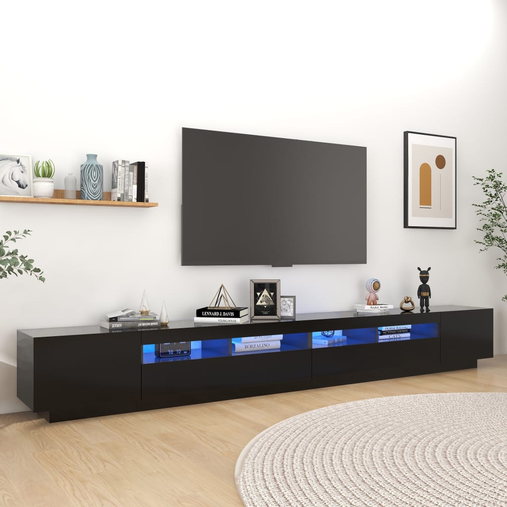 TV skrinka s LED svetlami čierna 300x35x40 cm