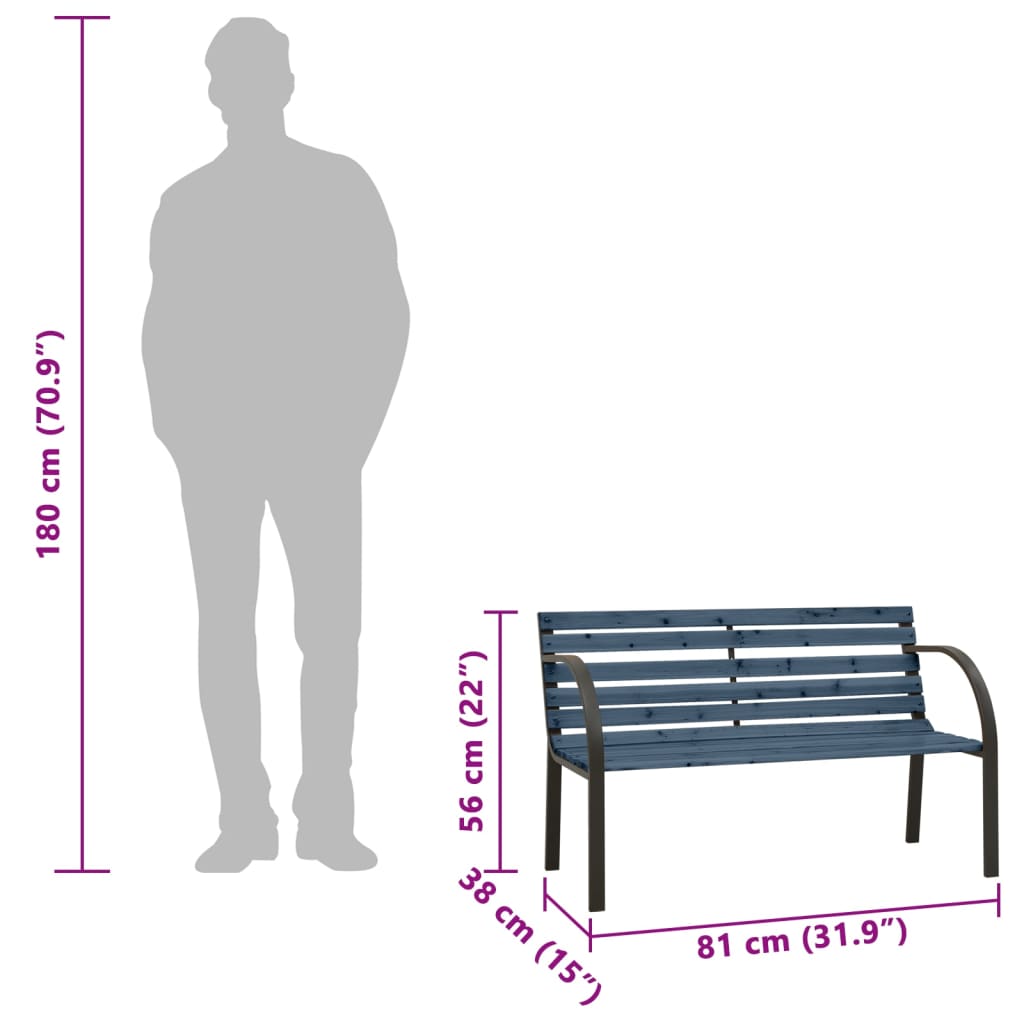 Detská záhradná lavička 81 cm čínska jedľa sivá