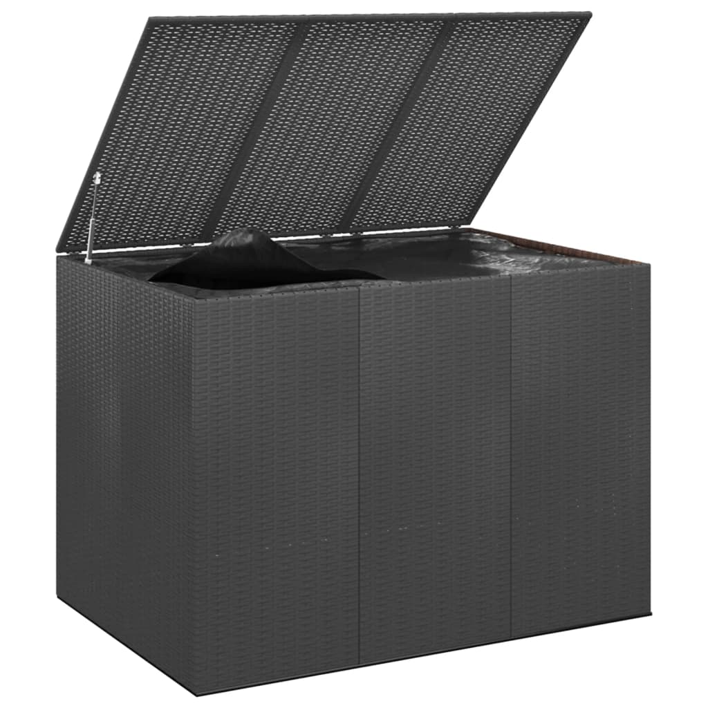 Záhradný box na vankúše z polyratanu 145x100x103 cm čierny