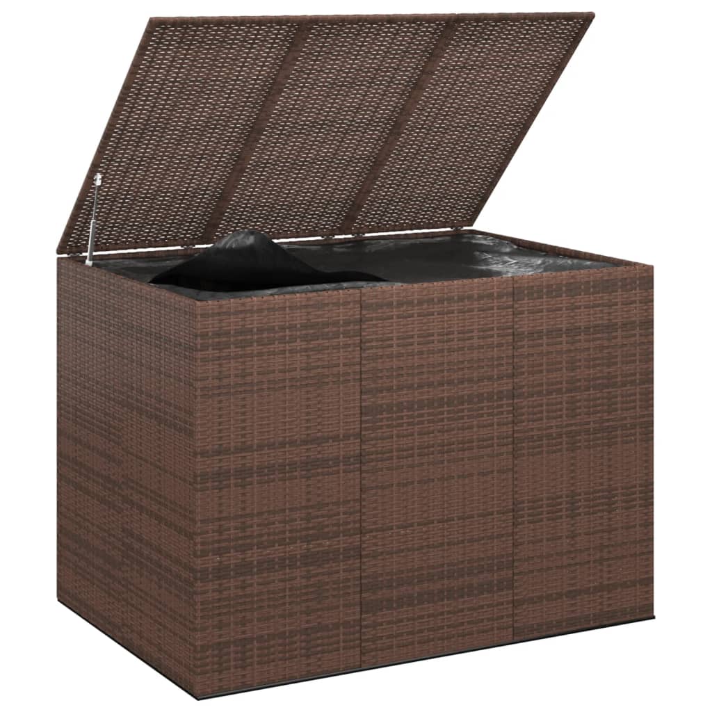 Záhradný box na vankúše z polyratanu 145x100x103 cm hnedý